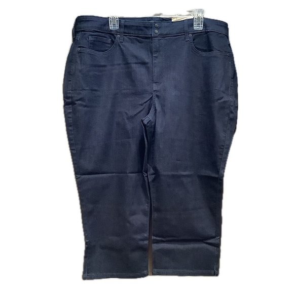 NYDJ PETITE Cool Embrace Capri Double Snap Side Slit Dark Rinse 3LM05.10 - Picture 5 of 12